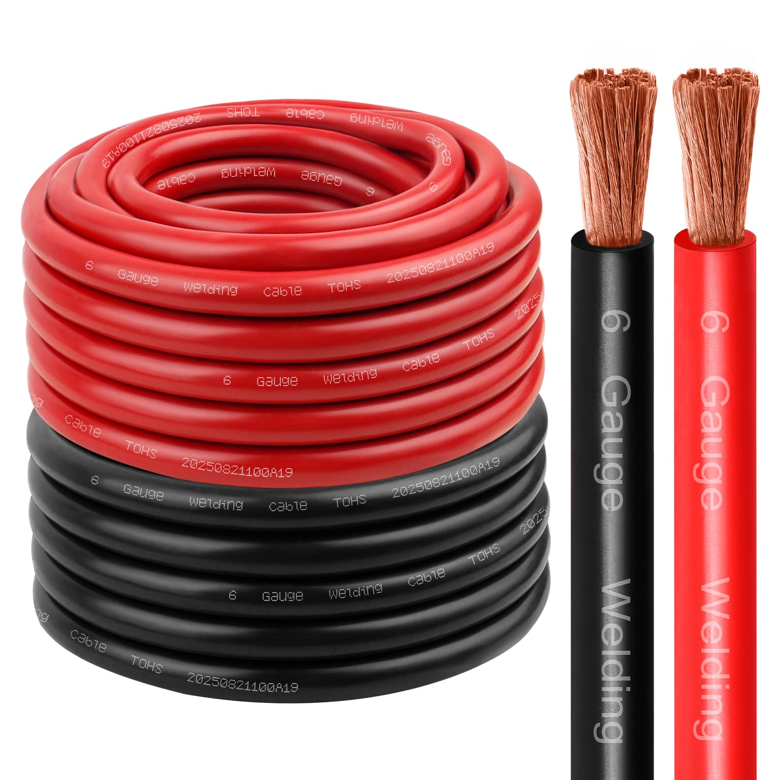 Kimbluth 6 Gauge Battery Cable Copper Wire, 50FT Red+50FT Black 6 AWG Welding Cable Standard USA OFC Wire for Automotive, Battery, Solar, Marine and Generator Image Kimbluth 6 Gauge Battery Cable Copper Wire, 50FT Red+50FT Black 6 AWG Welding Cable Standard USA OFC Wire for Automotive, Battery, Solar, Marine and Generator Image