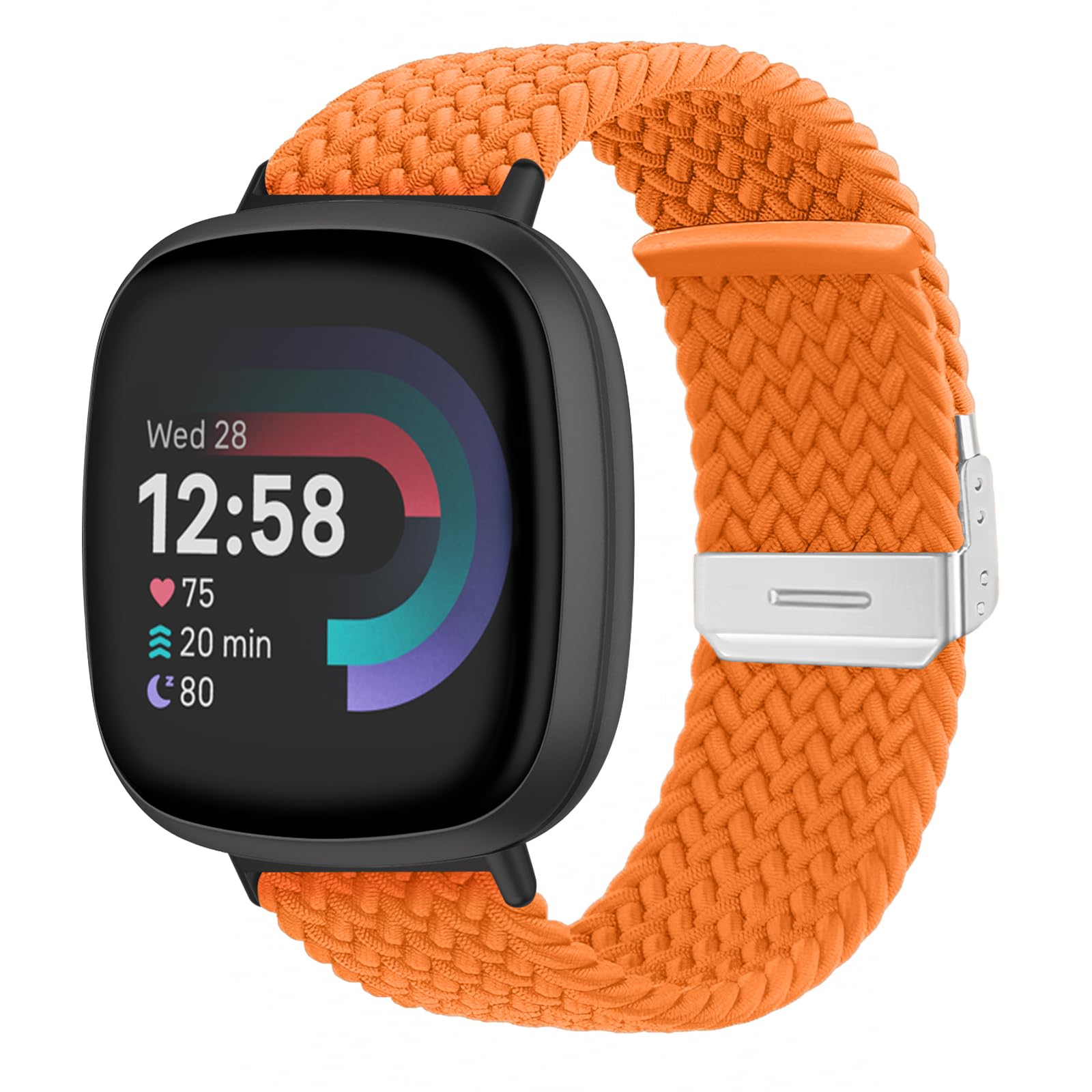 NicMool Strap for Fitbit Versa 4/3/Sense 2/3 - Adjustable Elastic Replacement Watch Band - Orange, 21mm, Nylon