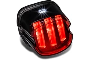 ONLINE LED STORE TRUE MODS LED Brake Tail Light for Harley Davidson - DOT Claw-Design License On Top Square Smoked Rear Red Stop Lamp Assembly for Sportster Dyna Fatboy Road King Electra Glide Ultra Softail Heritage