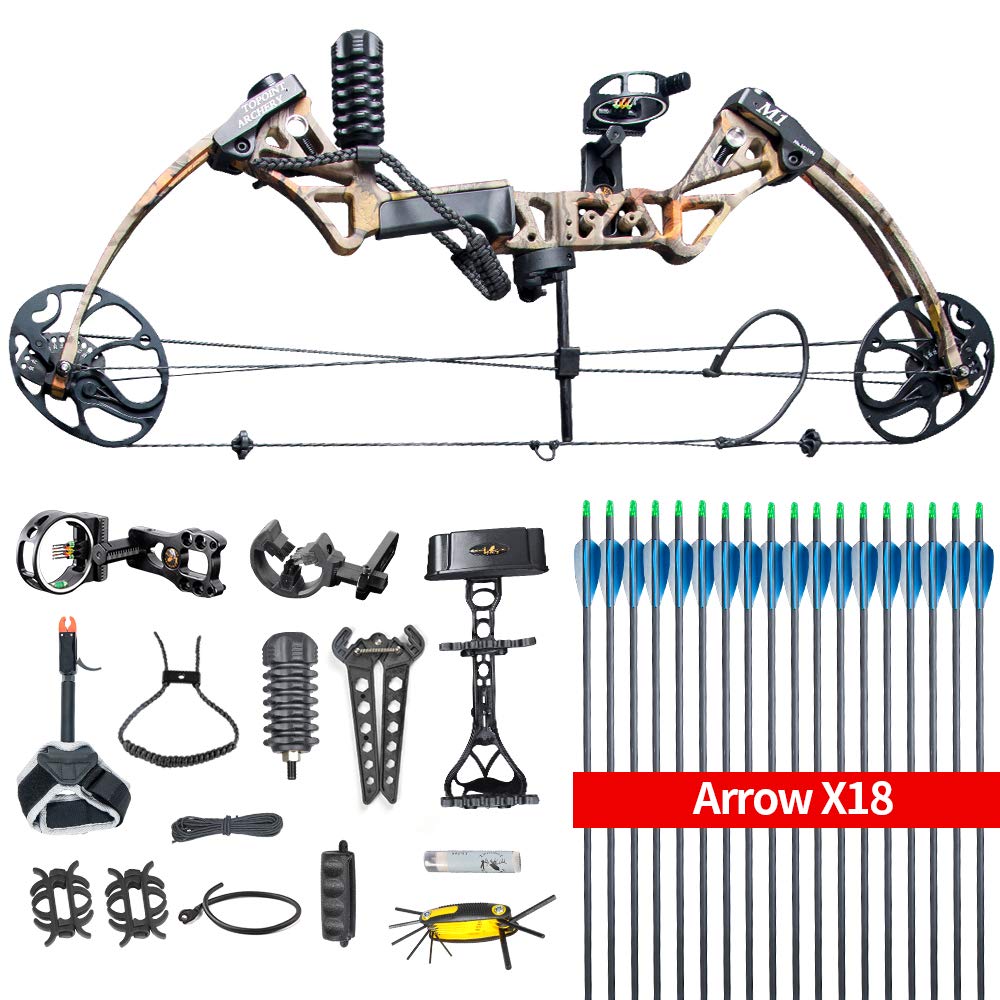 HYF Compound Hunting Bow Kit: USA Gordon Limbs,Fully Adjustable 19-30" Draw19-70Lbs,IBO Rate 320fps.Ship from USA Warehouse