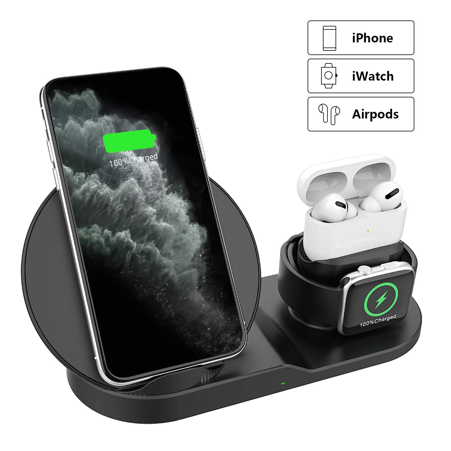 Wireless Charger for AirPods Pro, UPONE 3 in 1 Wireless Charging