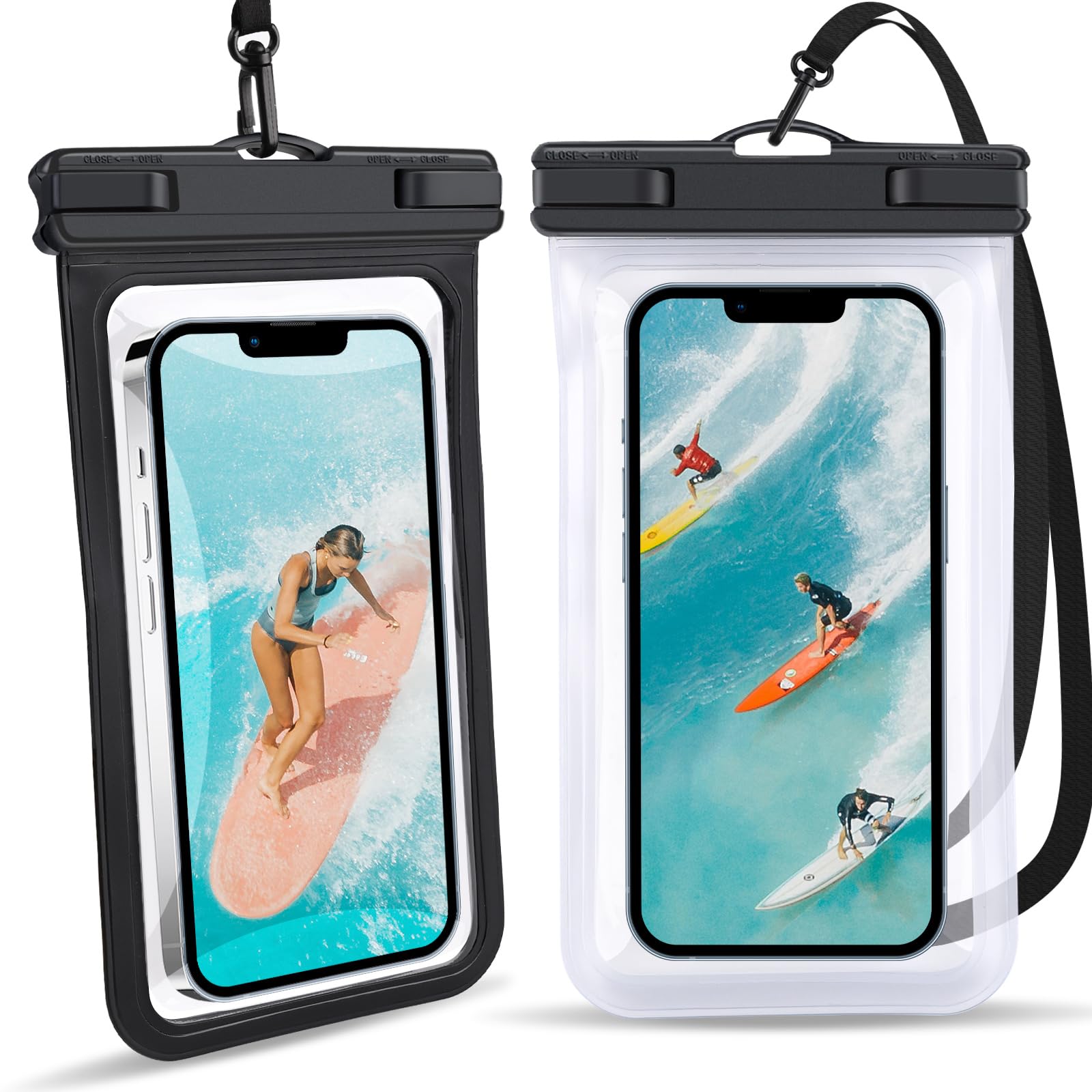 Waterproof Phone Pouch 2 Pack - IPX8 Waterproof Case for iPhone 15 14 13 12 Pro Max Plus Samsung Google Pixel, Up to 7.2 inch- Underwater Dry Bag Kayaking Cruise Beach Essentials