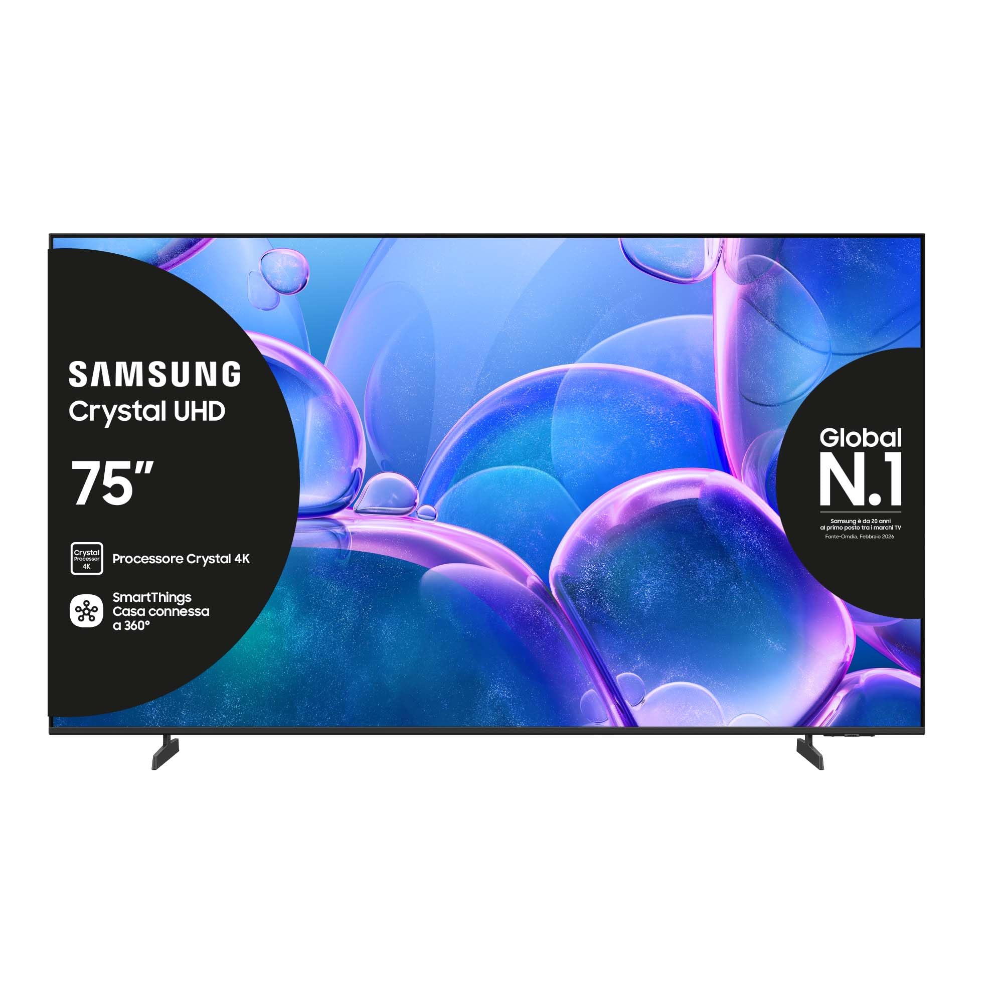 Samsung Crystal UHD 4K Smart TV 75'' UE75U7000FUXZT, Crystal 4K Processor, HDR, Smart Experience, OTS Lite & Adaptive Sound, Metal Stream Design, 2025