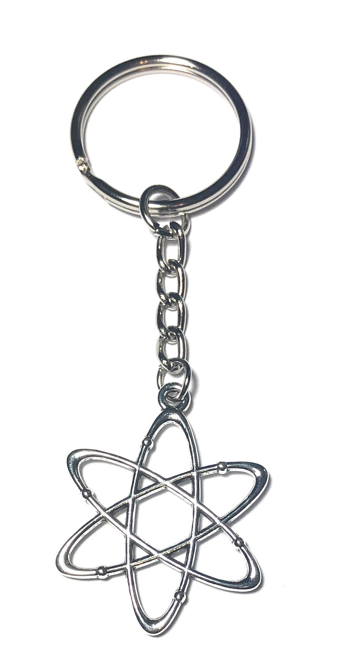 FizzyButton Gifts Atom Charm Keyring Key Ring with Silver Tone Keychain