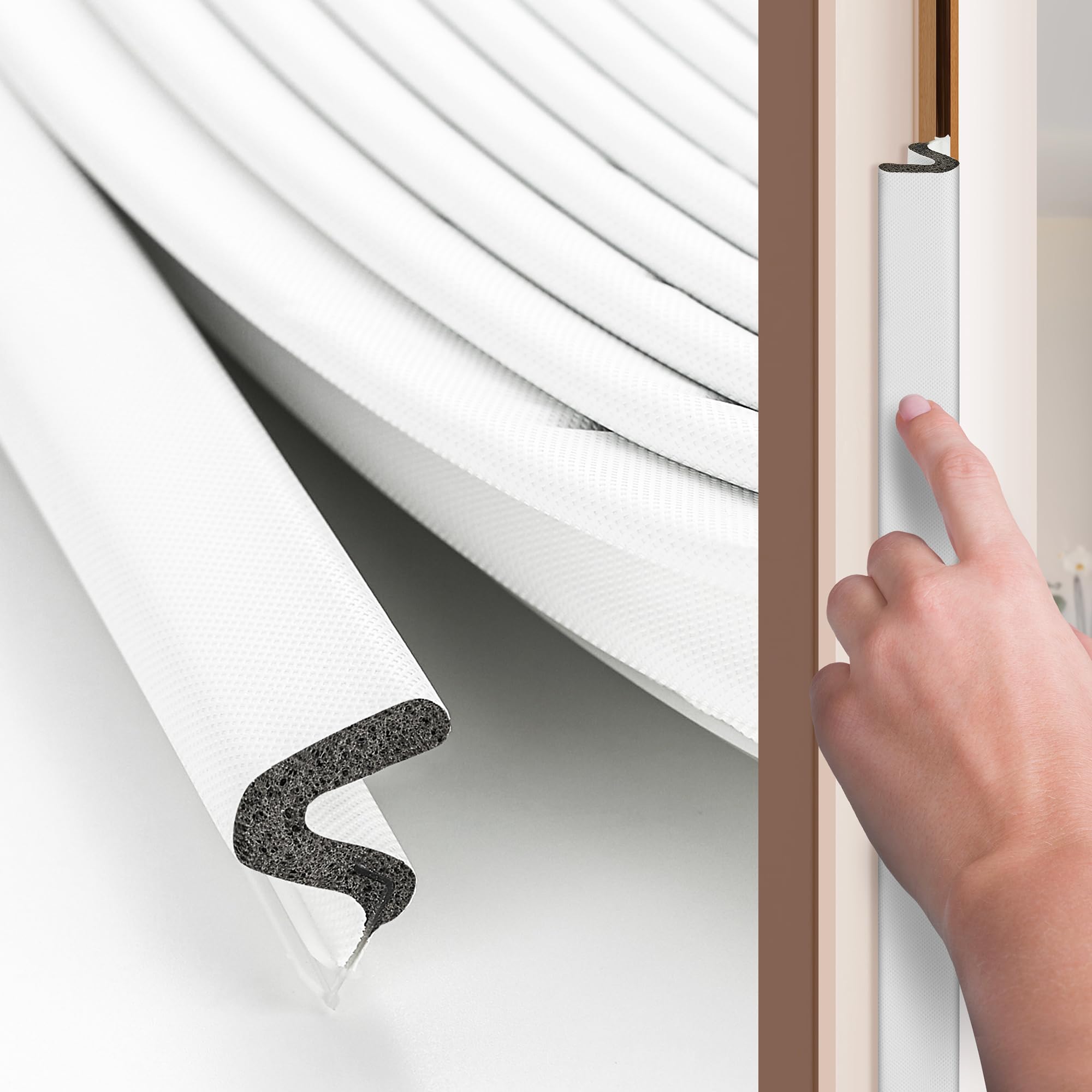 Photo 1 of Weather Stripping Door Seal Strip 19.8FT Door Soundproofing V-Shape Sound Proof Door Sealers for Door Frame, Door Insulation Strip for Large Gap?White