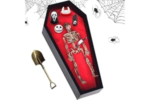 ABCTEC LUCHINM Coffin Zen Garden Kit for Desk,Coffin Decor,9.2×4.5in Spooky Zen Sand Garden with 6 Accessories and 3 Mini Rakes,Gothic Room,Office Desk Decor (Red)