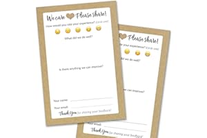 50 Suggestion Box Cards - Rustic Comment Cards for Restaurant, Bed & Breakfast and Hotel Supplies - Premium Customer Complain