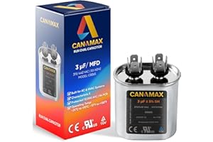 CANAMAX 3 uF 3 MFD 50/60 Hz 370-440 VAC (3~80 uF Options Available) Volts Oval Start Capacitor - Compatible with AC Motor Run or Fan Start and Cool or Heat Pump Air Conditioner - C403 C403L C303 12027 4X425A