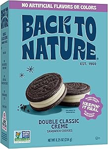 Back to Nature Double Creme Sandwich Cookies, Plant-Based, Non-GMO, Plant-Based, Made with Wheat Flour, Snack Happy, 8.25 oz 