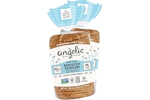 Angelic Bakehouse Reduced Sodium Sprouted Whole Grain Bread 2-Pack (20.5-oz.) - Non-GMO, Vegan and Kosher (2 Loaves), Tan