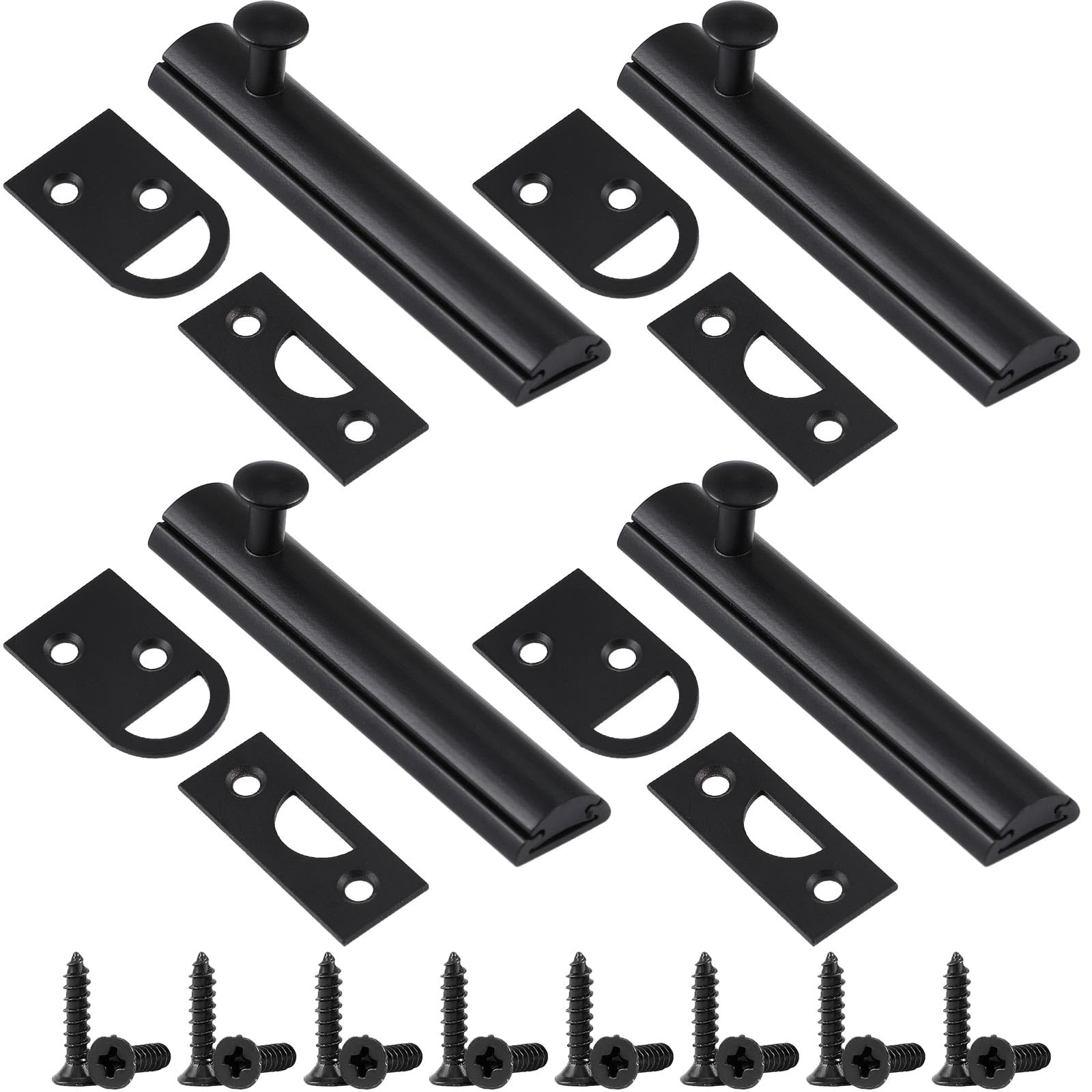 Photo 1 of Lothee 4 Pcs Solid Brass Surface Bolt Door Slide Bolt Door Latches for Top of Slide Latch Lock(3",Matte Black)