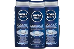 NIVEA MEN Cool Kick Body Wash | 3-in-1 Men Shower Gel (Body, Face & Hair), 3x500mL