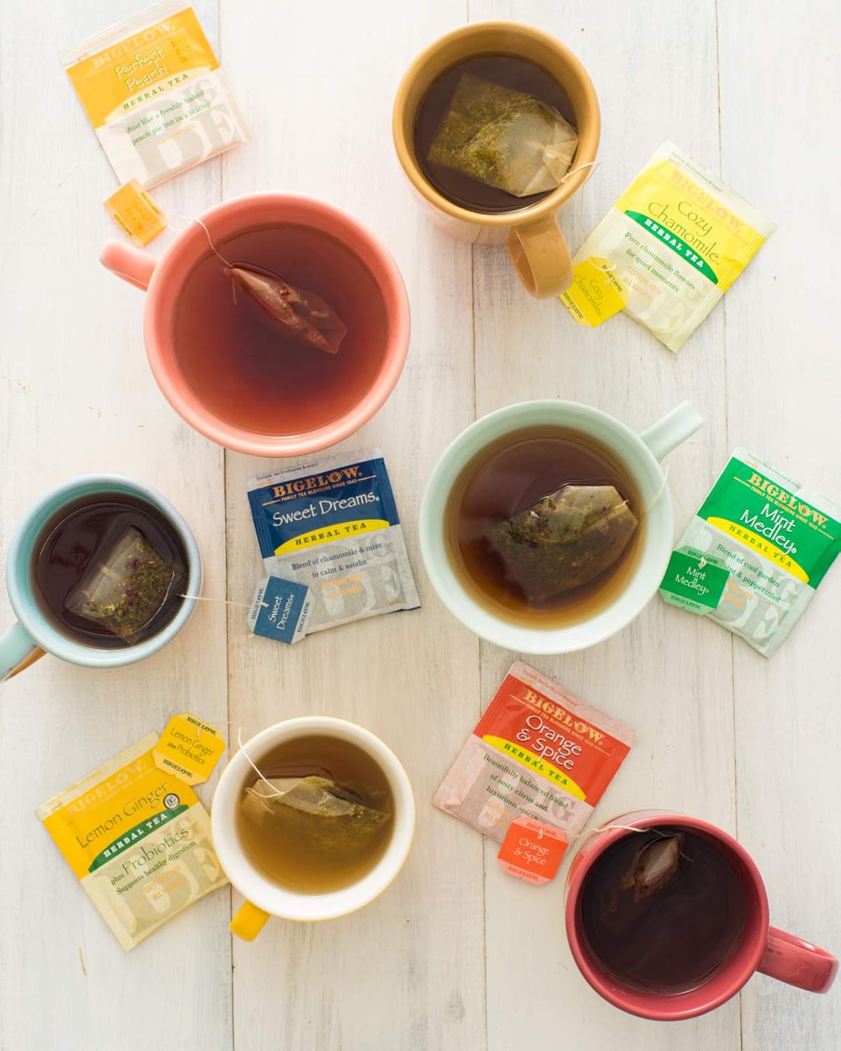 Bigelow Herbal Tea 6 Flavor Variety Pack, Caffeine Free Herbal Teas, 118 Tea Bags Total : Herbal Teas : Grocery & Gourmet Food