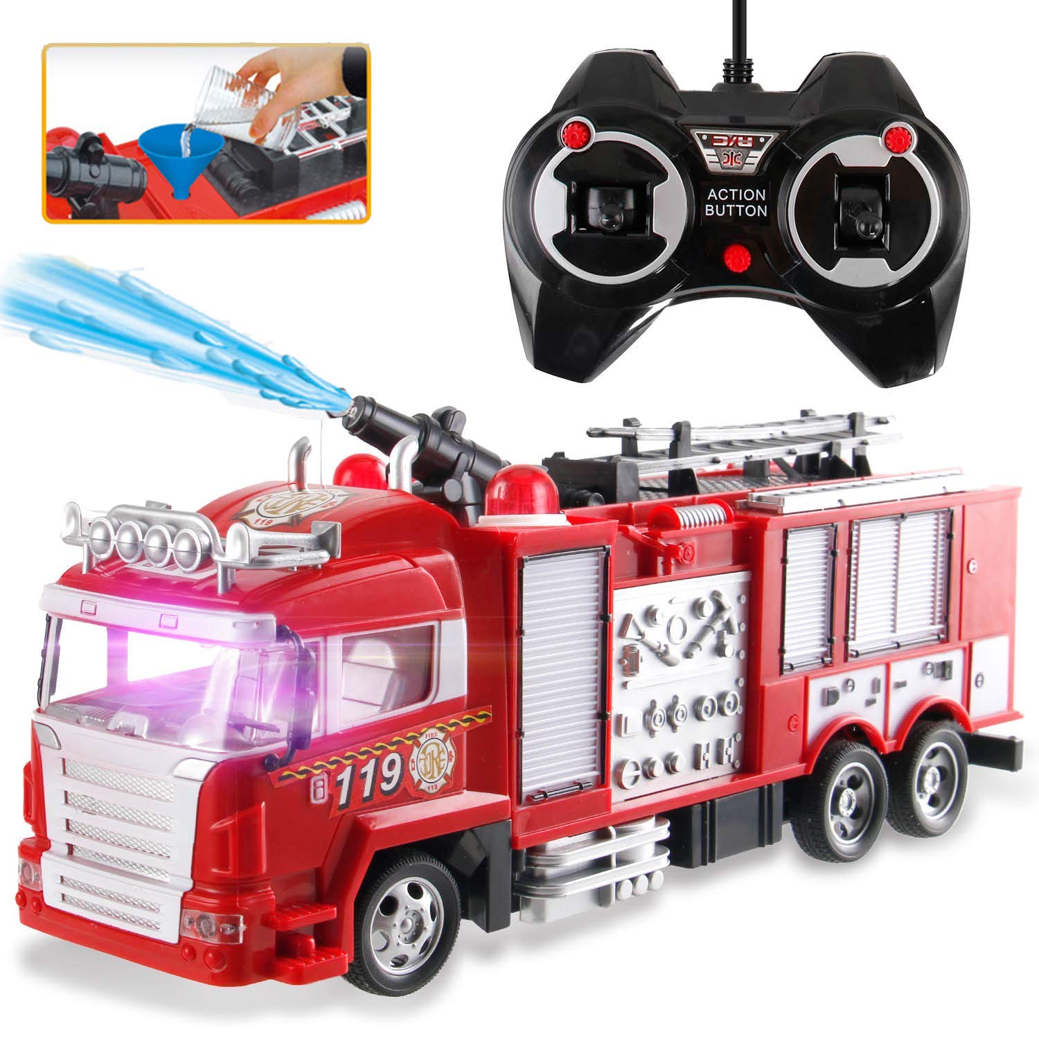 remote control fire engine shoots water