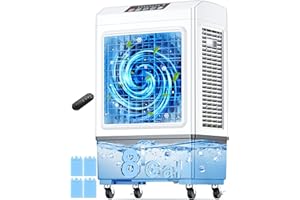 FANCOLE Windowless Air Conditioner, 2100CFM Evaporative Air Cooler with 4 Ice Packs, 700 Sq.ft Swamp Cooler Air Conditioner No Windows Needed w/3Mode & 3Speed, 7H Timer & Remote for Room Garage Patio