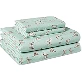 Amazon Basics 100% Organic Cotton Kids' Sheet Set with Pillowcase, Full Size, Spotted Dogs
