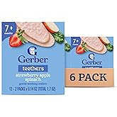 Gerber Teethers, Strawberry Apple Spinach Gentle Teething Wafers, Baby Teething Snacks, 6PK
