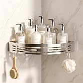 WSDLZ SUS304 Stainless Steel Polished Corner Shower Caddy, Wall Mount Drill Install Shower Shelf, Rustproof Bathroom Corner Organizer with Drainage Holes for Shower Kitchen