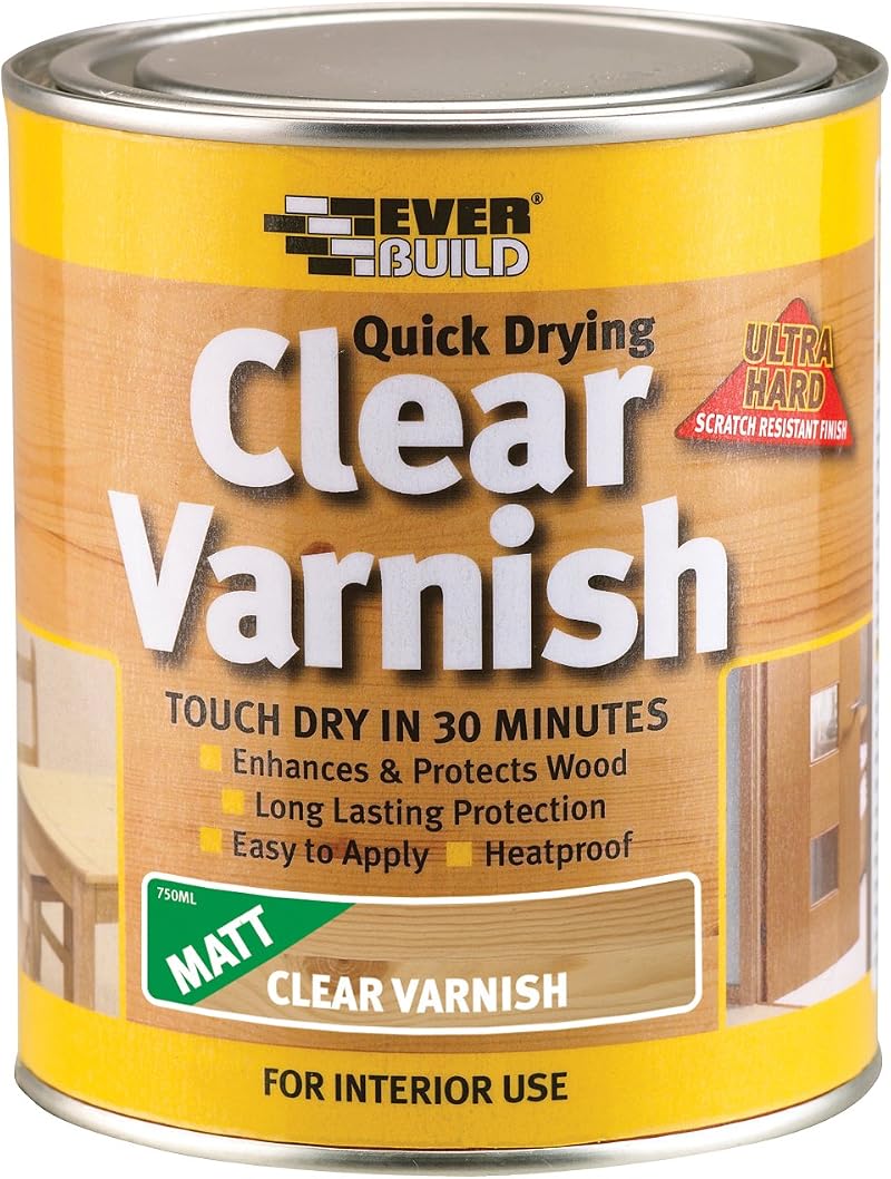 Everbuild Quick Drying Clear Varnish Matt Finish 250ml Interior Wood Scratch