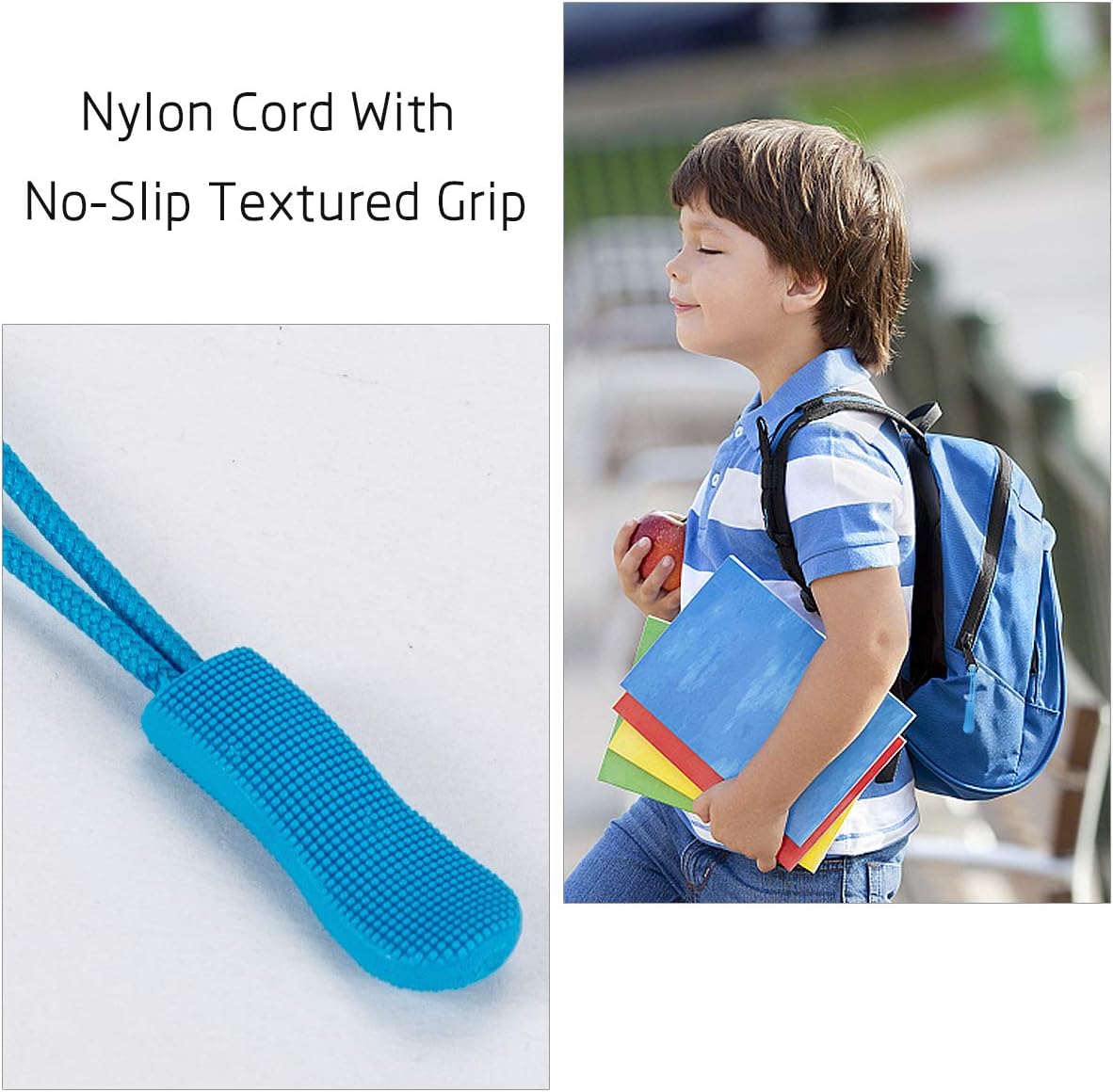 Biubee 100 Pieces Zipper Extension Pull Nylon Cord PVC Zipper Repair Tabs Replacement for Backpacks, Travel Packages, Clothes, Sportswear, Crafts(10 Colors)