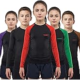Exxact Sports Kids BJJ Rash Guard Long Sleeve, Ranked No Gi Jiu Jitsu Compression Shirt for Boys & Girls for MMA, Wrestling