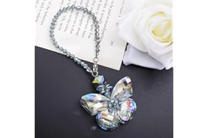 H&D HYALINE & DORA Crystal Glass Butterfly Car Key Charm Mirror Hanging Ornaments Gift (Butterfly-1)
