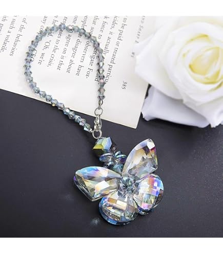 Bling Butterfly Car Mirror Charm - Crystal Rhinestone Hanging Pendant For Rear View Mirror (Purple) - View #10
