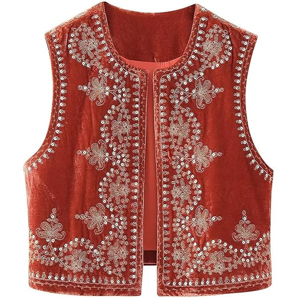 Amazon.com: HAPRIZERA Floral Embroidered Velvet Vest for Women