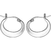 Boma Jewelry Sterling Silver Polished Crescent Snap Down Hoop Earrings