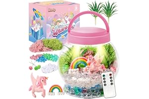 Hasviey Terrarium Kit for Kids, Light Up Unicorn Toys for Girls 6-8, DIY Kids Arts and Crafts Kit with Remote Control, Preschool Learning & Education Science Kits & Toys, Gift Ideas for Birthday Xmas
