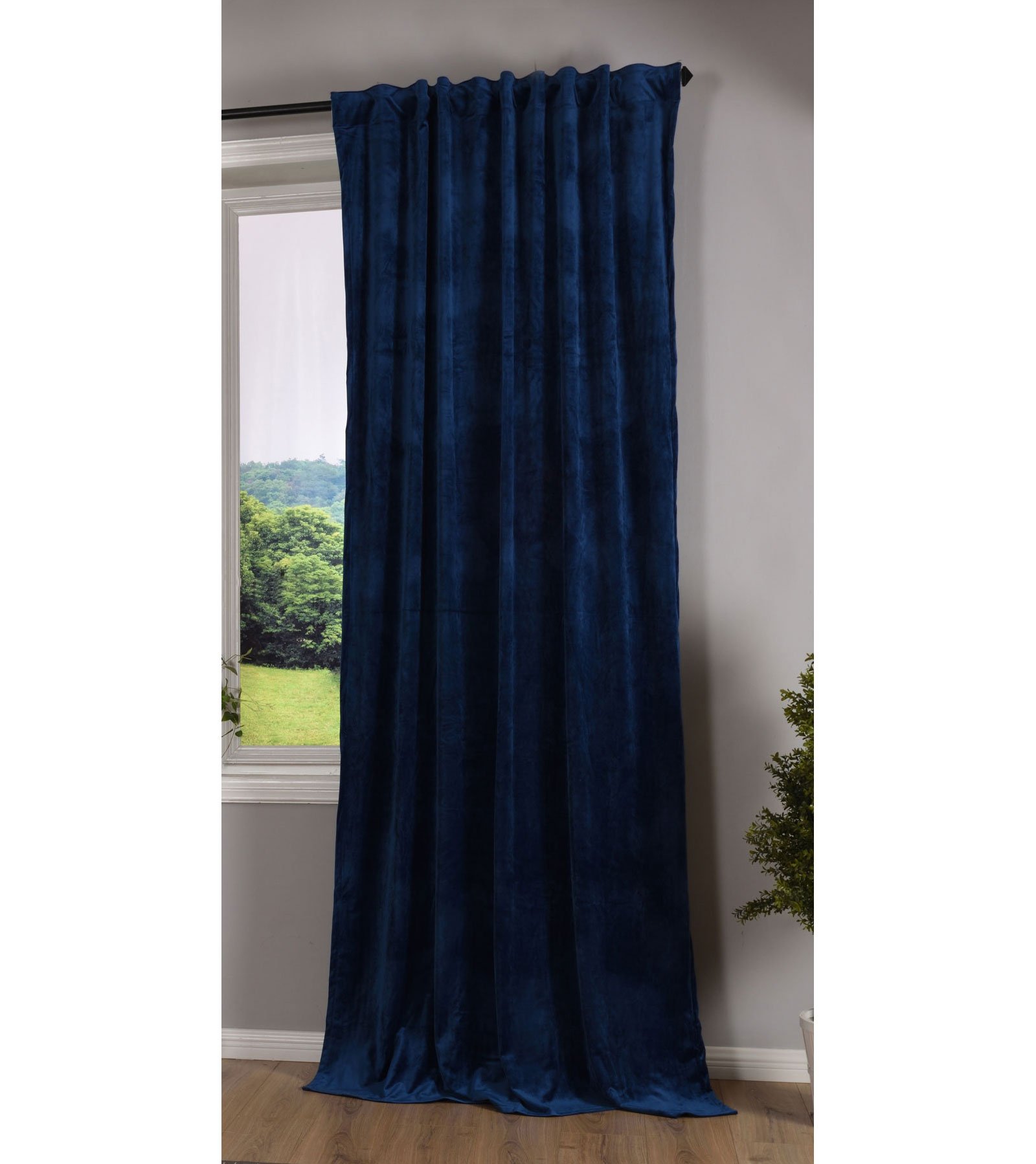 Gardinenbox Milano 20357 Blackout Curtain Velvet Opaque Tab Tape Drawstring Blackout Can Be Shortened 1 Piece H x W 280 x 135 cm