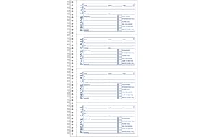Adams Phone Message Book, 400 Sets, 5.5" x 11", Carbonless Duplicate, White and Canary Copies, 4 Messages Per Page, Spiral Bo