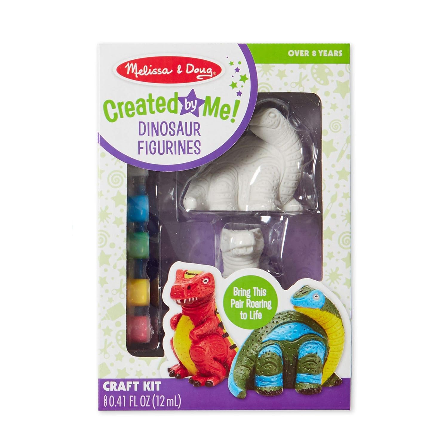 Melissa & Doug Decorate Your Own Dinosaur Figurines (All-Inclusive Art Set, Ready to Decorate, 6 Pots of Paint and Paintbrushes)