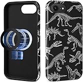 AshaPro for iPhone 16e Case 2-in-1 Glossy All Inclusive Anti Fall Doublelayer Protection Soft TPU+PC Back Pattern Case Compatible with iPhone 16e 6.1inch for Boys Dinosaur Fossil