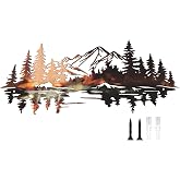 Novabright Decorative Wall Metal Mountain Wall Art 13.8 x 6.3 Inch | Reflection Ridge Natural Forest Mountain Decor, Rustic Summit Ornament for Home, Living Room, Bedroom, Office, Indoor Outdoor