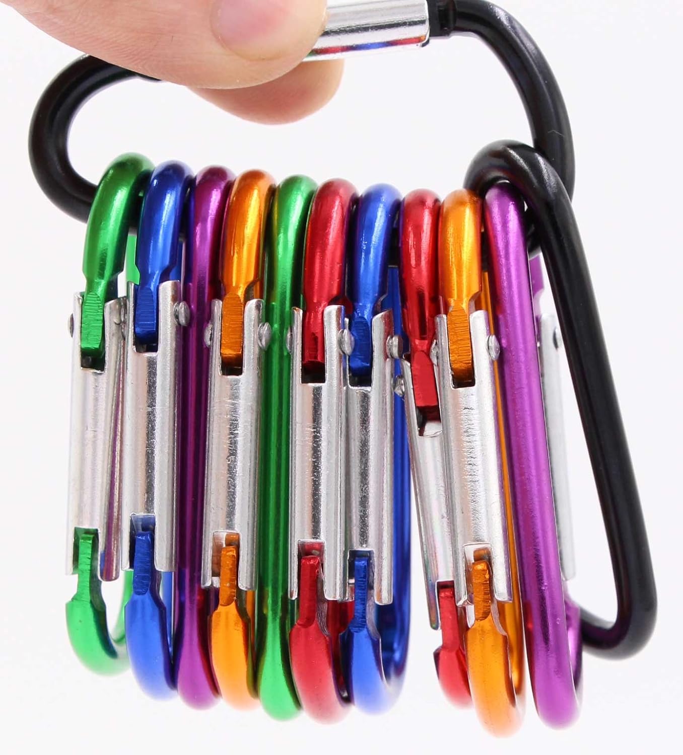 LeBeila 2"/5.6cm Carabeaner D Clip, Small Assorted Camping Aluminum Carabiner Keychain: Clothing