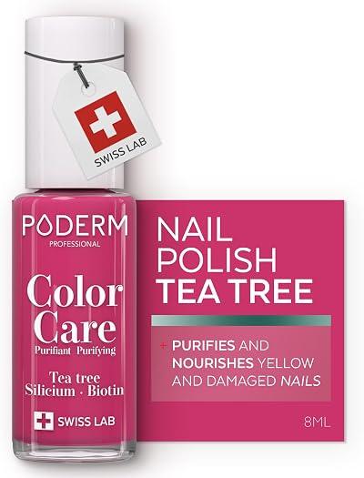 PODERM Nail Care Polish with Tea Tree Raspberry 8ML Podiatrist Formula
