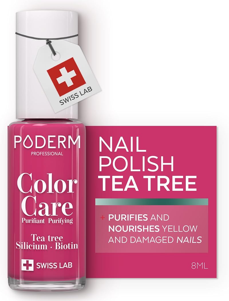 PODERM Nail Care Polish with Tea Tree Raspberry 8ML Podiatrist Formula