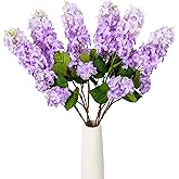 OBDXZHC 4PCS 30inch Lilac Artificial Flowers Purple Fake Delphinium Long Stem Silk Real Touch Flower Faux Lilac Floral Arrangement for Tall Vase Table Centerpieces Wedding Garden Home Decoration