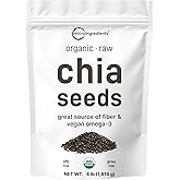 Organic Chia Seeds, 4lbs | Raw Chia Seed Source | Rich in Essential Fiber, Vegan Omega-3, & Plant Based Protein | Great for Baking, Smoothies, Pudding, & Oatmeal | Non-GMO, Gluten Free