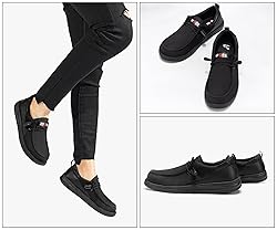 LARNMERN Steel Toe Loafers Women Slip On Canvas