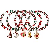 BXDA Christmas Clay Bracelets Stack Set for Women, Cute Charm Heishi Beaded Stretch Bracelets Holiday Festive Holiday Accessories Jewelry Gifts.