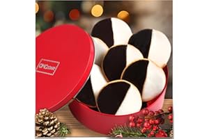 OMCOOKIE Christmas Cookies Gift Basket Black and White Cookies Food Gourmet 1 Lb. Holiday Gift For Men Women Tin Individually Wrapped | New York Style | Large Fresh Soft Bakery Chocolate | Birthday Sympathy Get Well