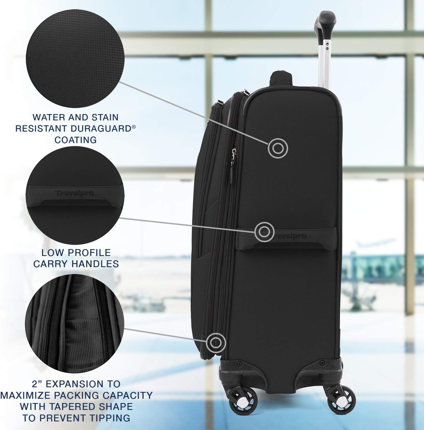  | Travelpro Maxlite 5-Softside Expandable Spinner Wheel Luggage, Black, Carry-On 21-Inch | Carry-Ons