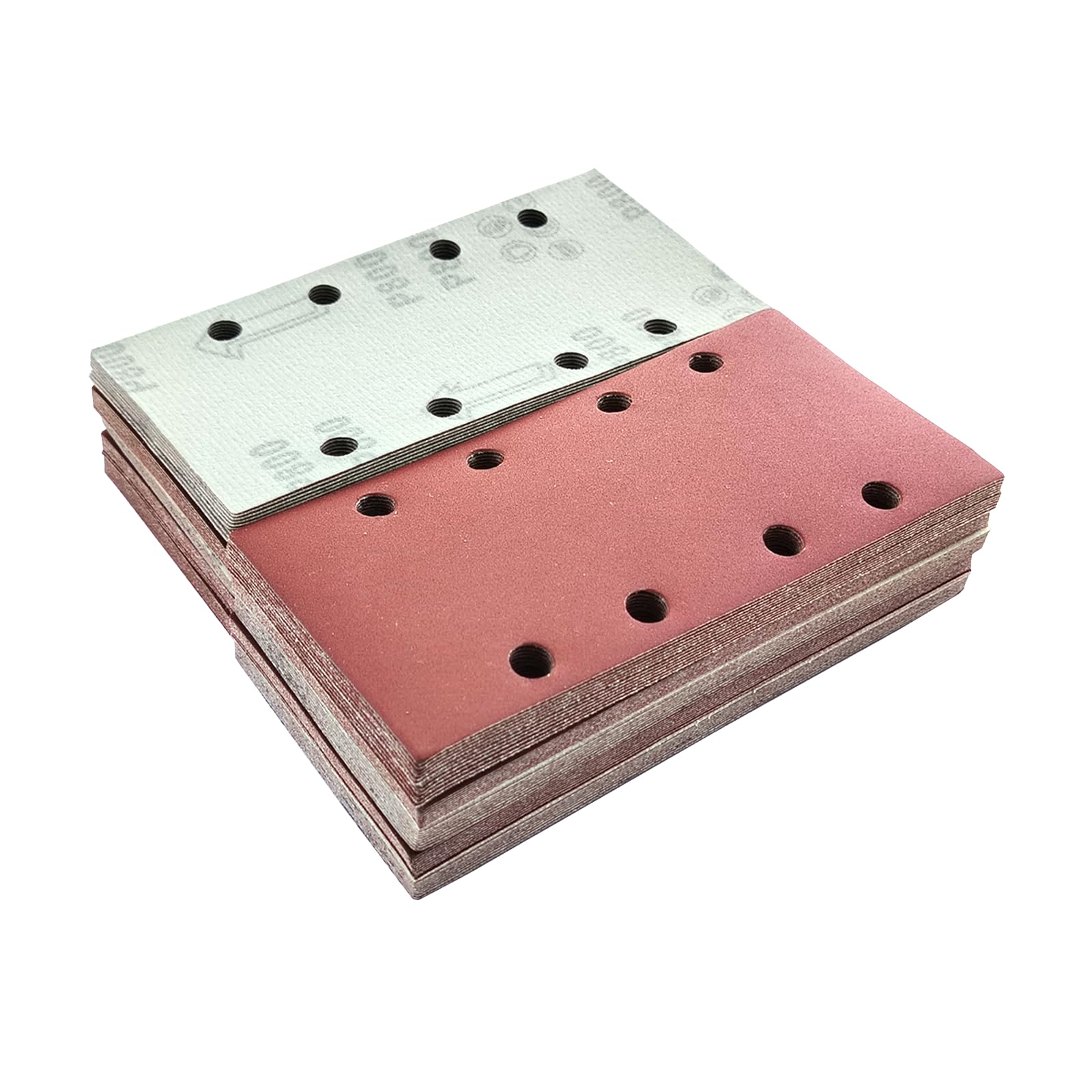 Wanmutrun 93x185MM Rectangular Detail Sandpaper 100Pcs 800Grit 8Hole Hook and Loop Sanding Pads Sander Pads Sanding Sheets for Electric Sander