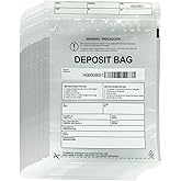 Plastic Deposit Bags 200-Pack 9''x12'', Clear Security Bank Deposits,Cash register,Money bag for Cash,Bank Pocket,Tamper-Evident,Unique Barcode