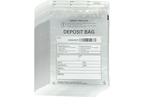 SEADASYOON Plastic Deposit Bags 200-Pack 9''x12'', Clear Security Bank Deposits,Cash register,Money bag for Cash,Bank Pocket,Tamper-Evident,Unique Barcode