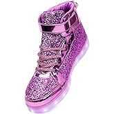 PYYIQI Glitter Led Shoes Light Up Shoes High Top Sneakers for Women Men Flashing Dancing Shoes for Halloween Christmas Party with USB Charging