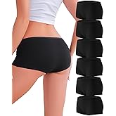 ALL OF ME Cotton Underwear for Women Boyshort Panties Full Coverage Boxer Briefs Stretch Boy Short Undies 6 Pack