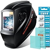 TRQWH Welding Helmet Auto Darkening Large Viewing True Color Solar Powered Welding Mask with 4 Arc Sensor Adjustable Wide Shade Range 4~5-8/9-13 Welder Mask